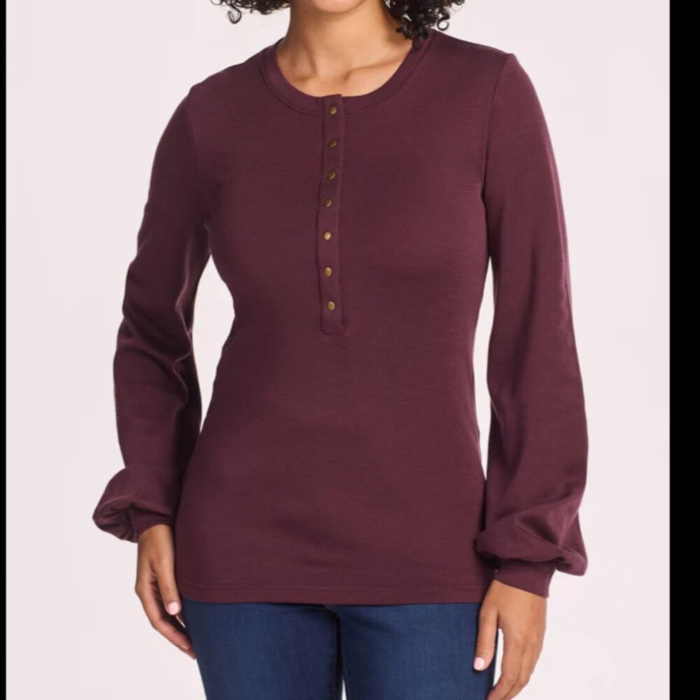 WoolX Charlotte Puff Sleeve merino top